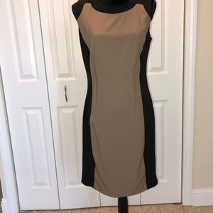 Sleeveless Black and Tan Dress.